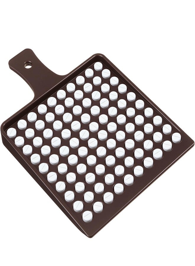 Fiwochic 100 Holes 8mm Pill Counting Tray Plate Tool, Plastic Medicine Dispenser Tray with Handle, Pill Counter Tablet Counting Plate, Beadwork Sorting Tool, Arrangement Board - Image 1