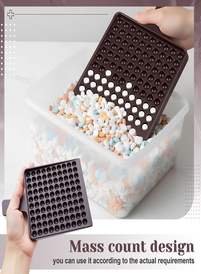 Fiwochic 100 Holes 8mm Pill Counting Tray Plate Tool, Plastic Medicine Dispenser Tray with Handle, Pill Counter Tablet Counting Plate, Beadwork Sorting Tool, Arrangement Board - Image 5