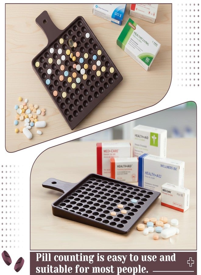 Fiwochic 100 Holes 8mm Pill Counting Tray Plate Tool, Plastic Medicine Dispenser Tray with Handle, Pill Counter Tablet Counting Plate, Beadwork Sorting Tool, Arrangement Board - Image 4