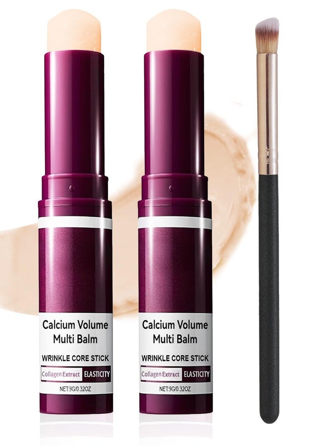 KUNAL 2 PCS Calcium Volume Multi Balm with 1 Brush, Calcium Balm Stick Hydrating, Firming Skin, Reduce Fine Lines Collagen Stick for Face, Eyes, Neck - Image 1