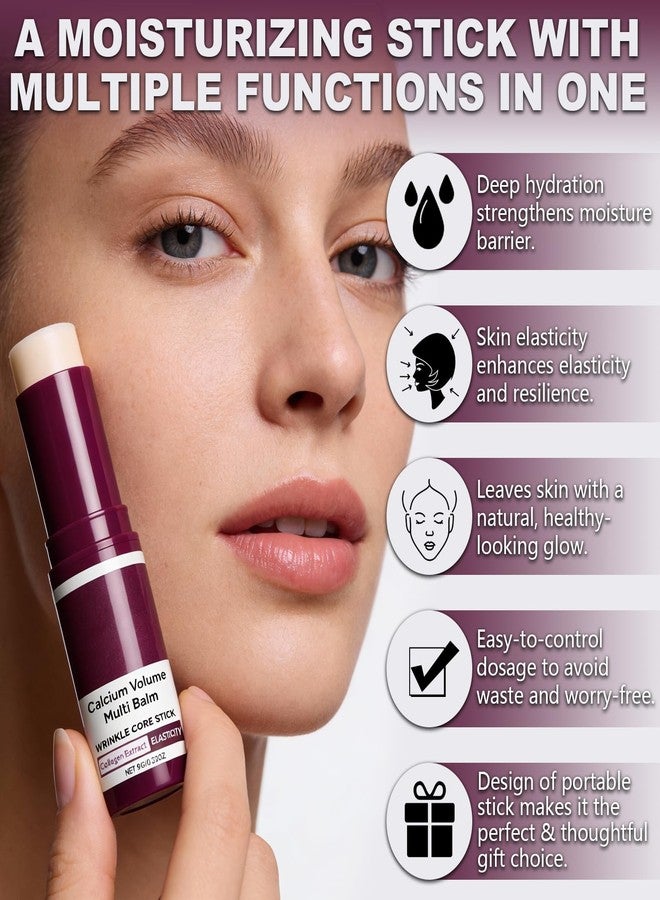 KUNAL 2 PCS Calcium Volume Multi Balm with 1 Brush, Calcium Balm Stick Hydrating, Firming Skin, Reduce Fine Lines Collagen Stick for Face, Eyes, Neck - Image 2