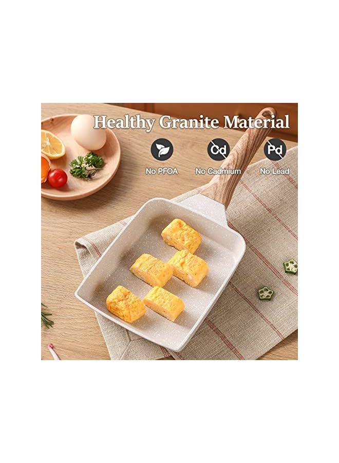PROMASS Japanese Omelette Pan Egg Pan, Tamagoyaki Nonstick Egg Frying Pan, Healthy Granite Egg Skillet for Breakfast, PFOA & PTFEs Free, Suitable For Gas Stove & Induction Cookware, 7x6 inch - Image 2