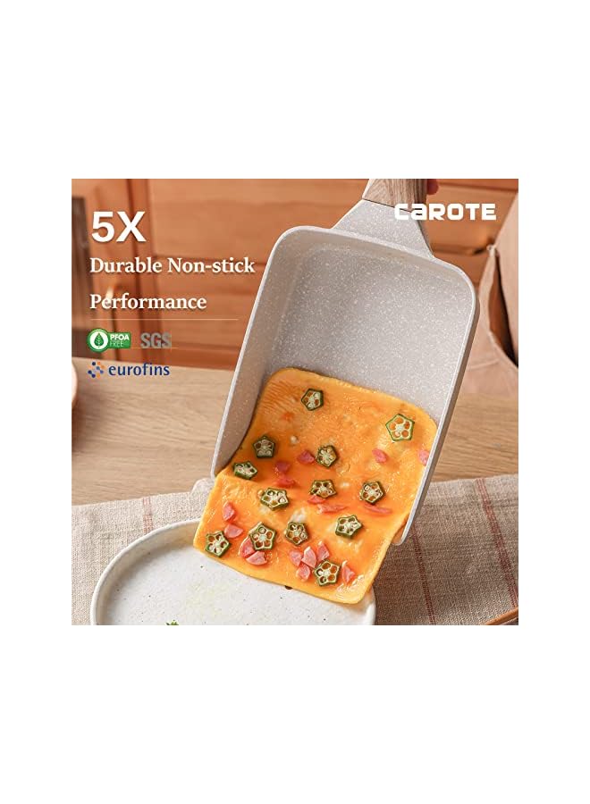 PROMASS Japanese Omelette Pan Egg Pan, Tamagoyaki Nonstick Egg Frying Pan, Healthy Granite Egg Skillet for Breakfast, PFOA & PTFEs Free, Suitable For Gas Stove & Induction Cookware, 7x6 inch - Image 3