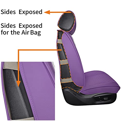 Aierxuan Diamond Bling Car Seat Covers for Women Girls Waterproof Leather Universal for Toyota Corolla Camry Chr Prius Honda Ford Fusion Edge Chevy Colorado Malibu(Full Set, Purple) - Image 4
