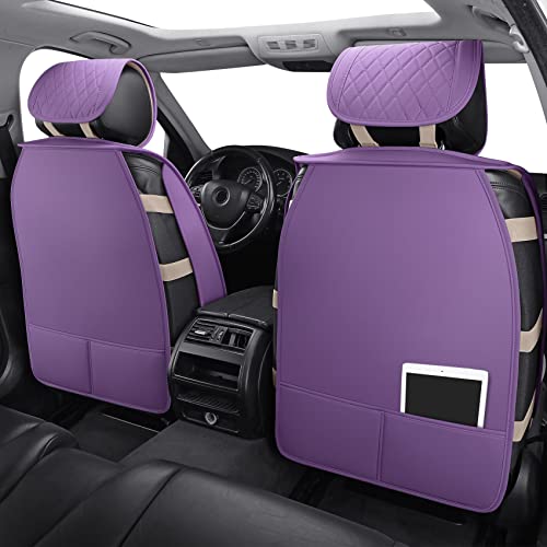 Aierxuan Diamond Bling Car Seat Covers for Women Girls Waterproof Leather Universal for Toyota Corolla Camry Chr Prius Honda Ford Fusion Edge Chevy Colorado Malibu(Full Set, Purple) - Image 2