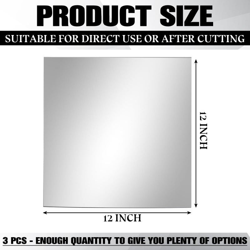 Yookeer 3 Pcs Two Way Mirror Glass, 12x12x0.04 Inch Acrylic Infinity See Through Mirror Sheet for Magic Project, 30% Transparent - Image 2