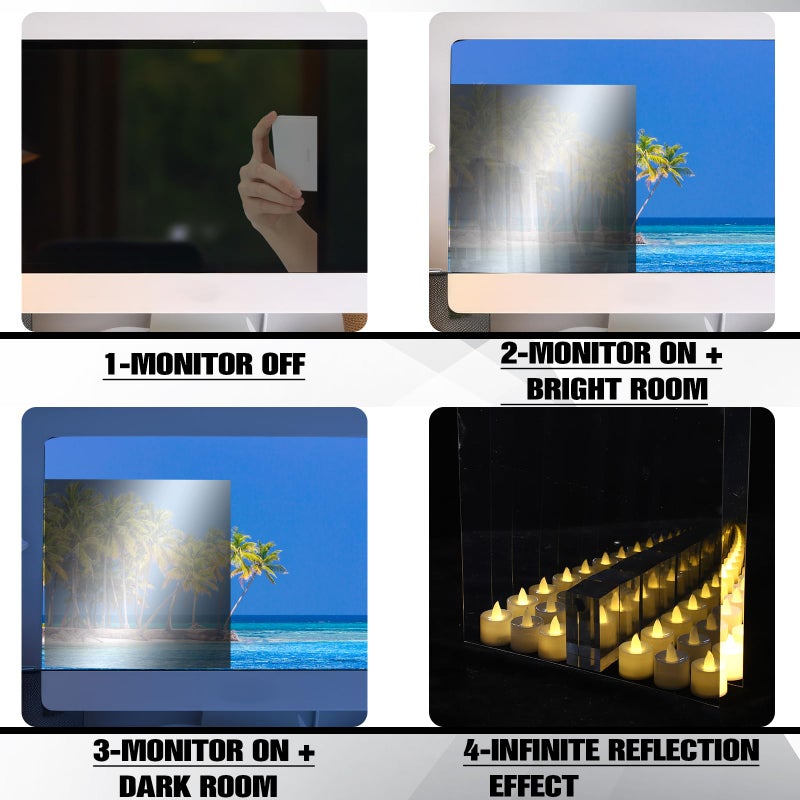 Yookeer 3 Pcs Two Way Mirror Glass, 12x12x0.04 Inch Acrylic Infinity See Through Mirror Sheet for Magic Project, 30% Transparent - Image 4