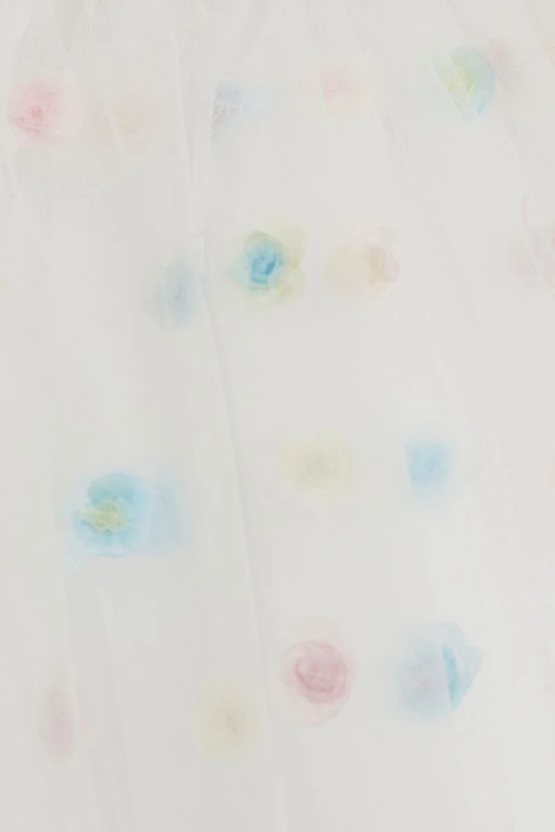 بريز Girls Tutu Skirt Colorful Flower Embroidered 4-8 Years, White