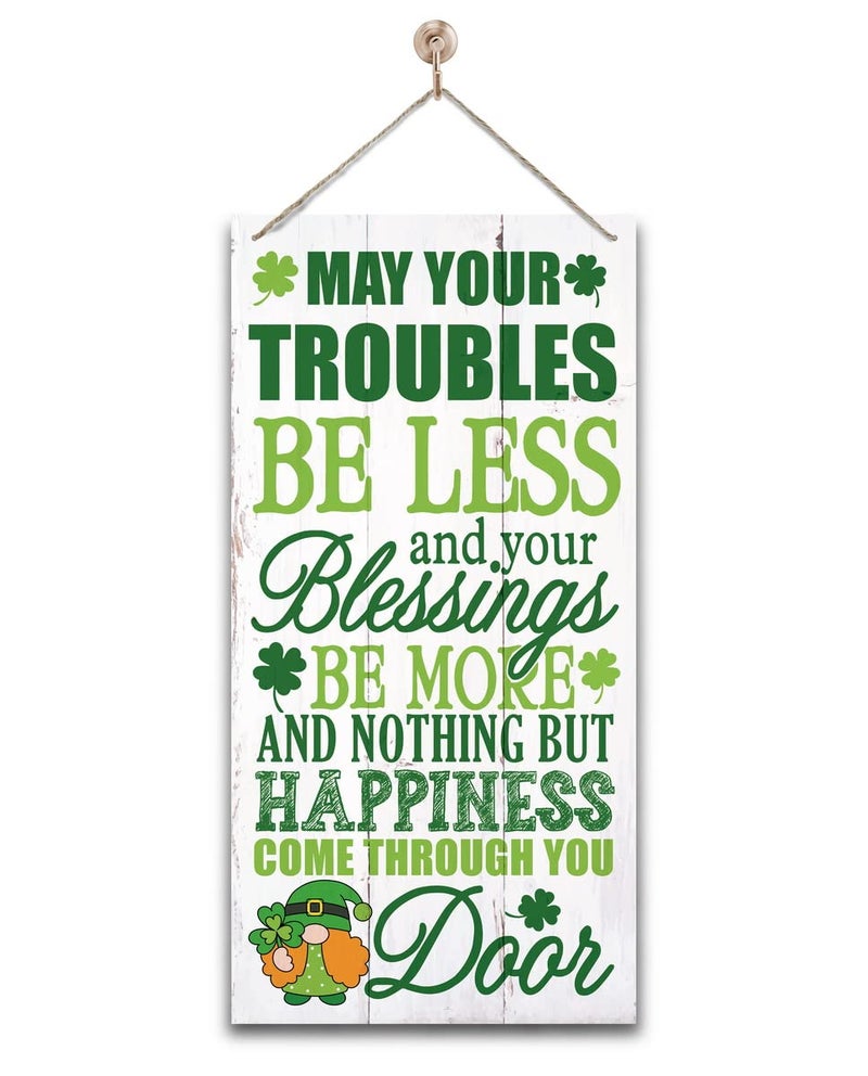 Gkwa Hanging St Patricks Day Wood Decor Sign, Irish Prayer Printed Wood Wall Art Sign, Irish Home Signs Decor, Hanging Door Wood Sign, Irish Blessing Sign, St Patricks Day Decor, Rustic Farmhouse Decor - Image 1