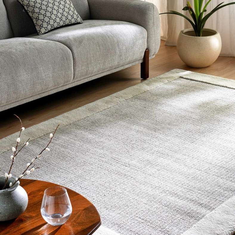 Maddison Border Handmade Premium Wool Rug 200x300cm - Grey