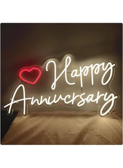 BPA Led Neon Sign Happy Anniversary Neon Sign Art Wall Light Decoration For Home Cofe Bar Club Hotel Store Birthday Wedding Xmas Party Gift 70X30 Cm  - Image 1