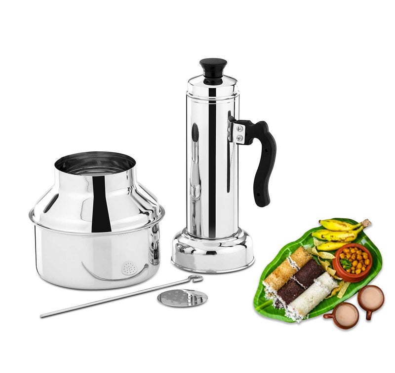 PANCA Stainless Steel Puttu Kudam Maker with Steamer Plate | Traditional Puttu Kutti with Lid & Stick | Puttu Maker for Cooker Use | Puttu Kozha Puttumakker - 1.5 Litre - Image 2