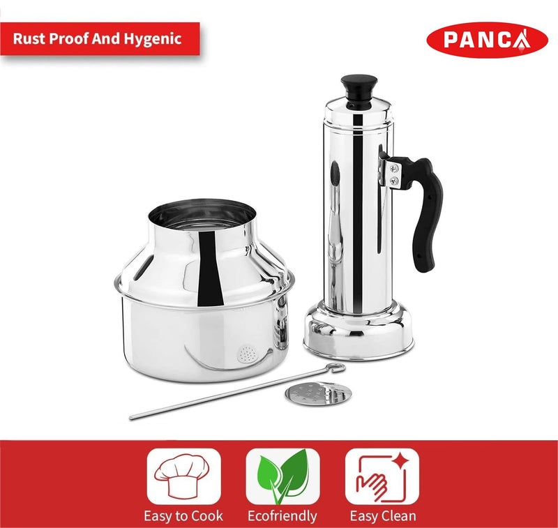 PANCA Stainless Steel Puttu Kudam Maker with Steamer Plate | Traditional Puttu Kutti with Lid & Stick | Puttu Maker for Cooker Use | Puttu Kozha Puttumakker - 1.5 Litre - Image 5
