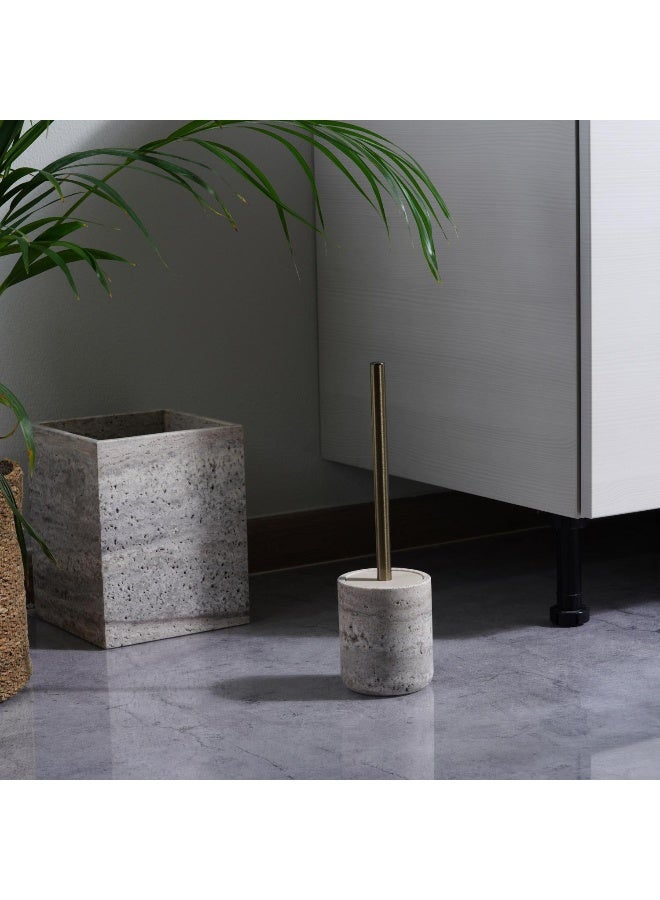 Pan Home حامل فرشاة المرحاض من تيفاني ماربل بقطر 10x12 سم - رمادي - Image 4
