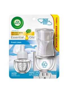 Air Wick Air Wick Plug in Scented Oil Starter Kit (Warmer + 1 Refill), Fresh Linen, Air Freshener, Essential Oils  - Image 1