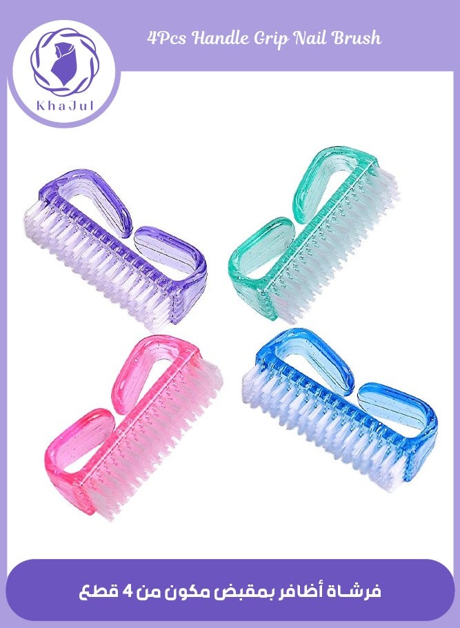 KHAJUL 4 Pack Grip Nail Brush, Fingernail Scrub Cleaning Brushes for Toes and Nails Cleaner, Pedicure Brushes for Men and Women (Pink/Purple/Blue/Green)  - Image 1
