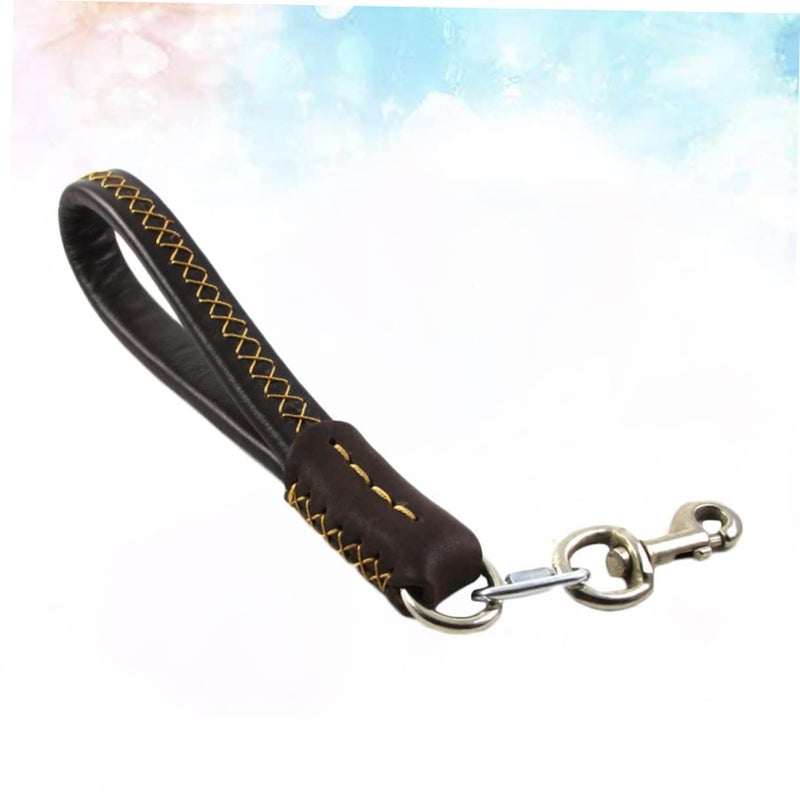 Brown Leather Cowhide Pet Traction Leash For Dogs And Cats Daily Walks - Image 4