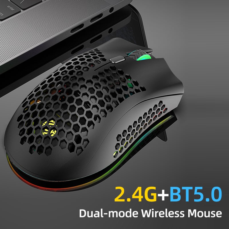 فأرة لاسلكية: خضراء بوصف ثنائي الوضع 2.4G+BT5.0 - فأرة ألعاب ذات تصميم مريح للجسم وخفيف الوزن ومستشعر ضوئي ع الدقة للاستخدام اليومي في المكتب والترفيه - Image 3