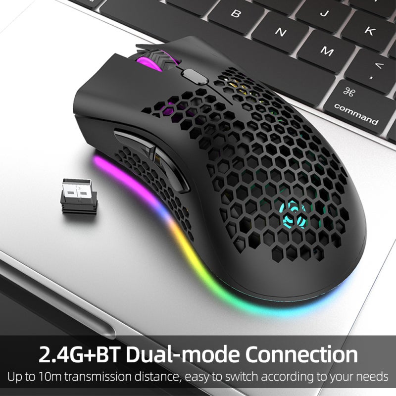 فأرة لاسلكية: خضراء بوصف ثنائي الوضع 2.4G+BT5.0 - فأرة ألعاب ذات تصميم مريح للجسم وخفيف الوزن ومستشعر ضوئي ع الدقة للاستخدام اليومي في المكتب والترفيه - Image 5