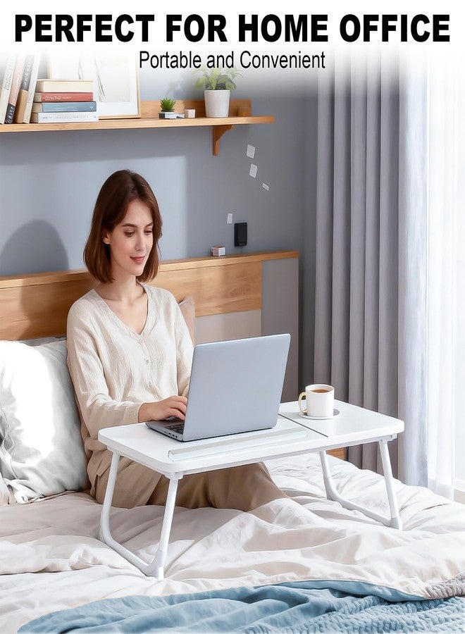 BLYPHOO Laptop Desk for Bed Lap Desk: Portable Laptop Stand for Bed with Cup Holder, Upgraded Foldable Laptop Table for Couch Sofa Chair, Adjustable Lap Tray for Reading Writing Drawing Working Eating(White) - Image 4