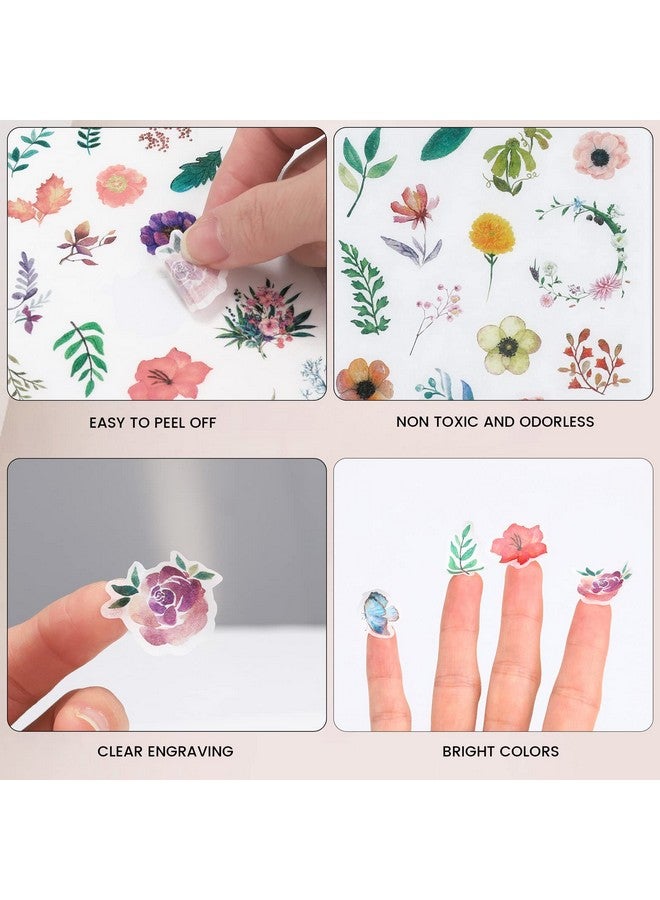 molshine 12Sheets (About 300Pieces) Diecutting Stickersplant Flower Watercolor Series Decals For Diydiary Decorationlaptopsscrapbookluggagecarsbookssealing6 Different Patterns X 2 - Image 5