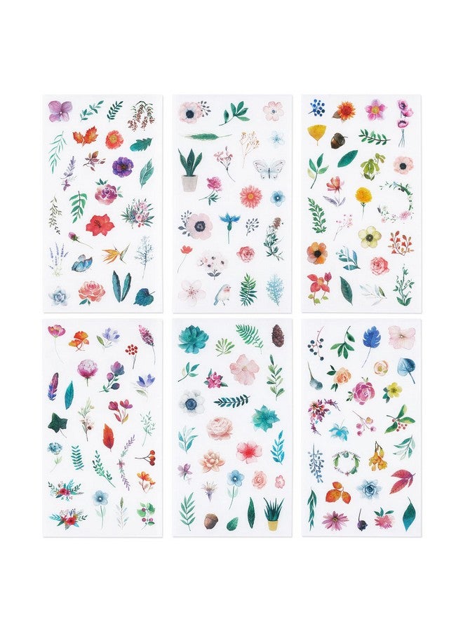 molshine 12Sheets (About 300Pieces) Diecutting Stickersplant Flower Watercolor Series Decals For Diydiary Decorationlaptopsscrapbookluggagecarsbookssealing6 Different Patterns X 2 - Image 1