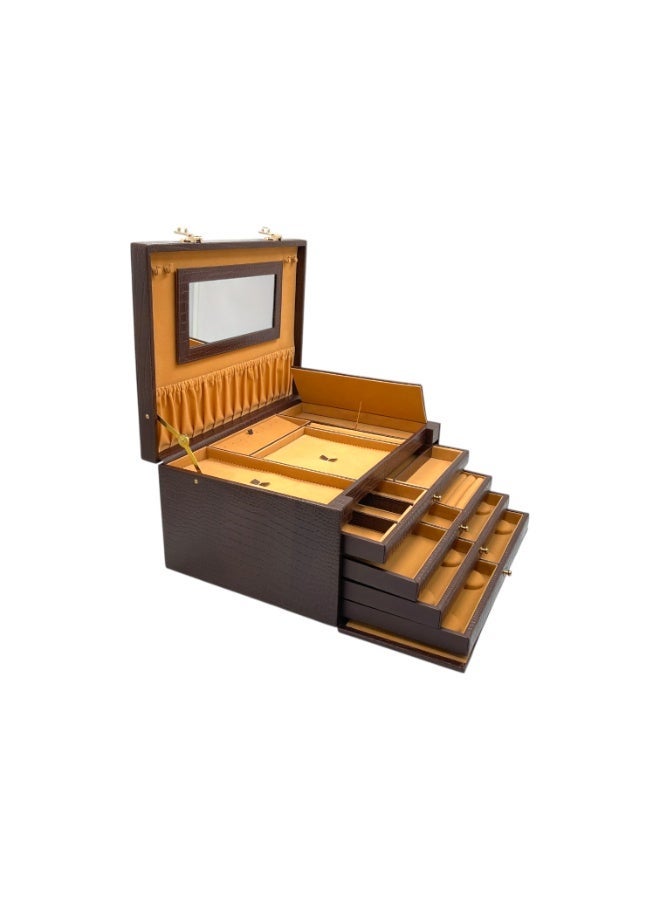 LAVERI LEATHER Genuine Leather Jewellery Box Dark Brown - Image 1