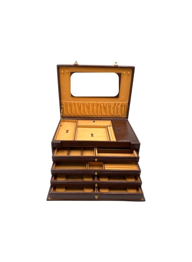 LAVERI LEATHER Genuine Leather Jewellery Box Dark Brown - Image 3