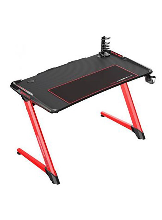 DXRacer Gaming Desk With Z Shaped Legs, Professional Game Work Station, Pc Gamer Table With Stand Cup Holder, Headphone Hook & Large Mouse Pad-Carbon Fiber Surface (Black/Red)