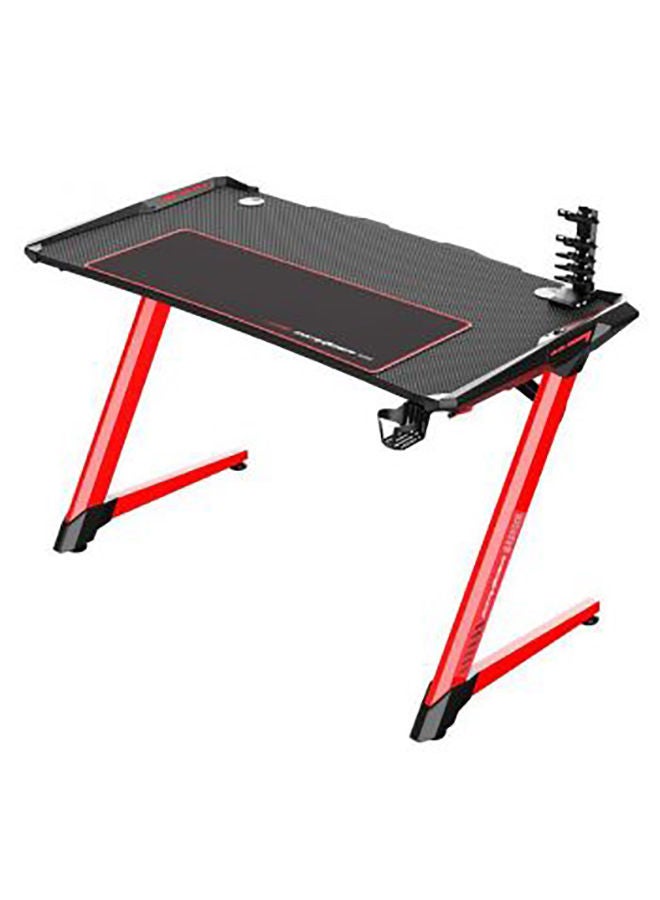 DXRacer Gaming Desk With Z Shaped Legs, Professional Game Work Station, Pc Gamer Table With Stand Cup Holder, Headphone Hook & Large Mouse Pad-Carbon Fiber Surface (Black/Red)