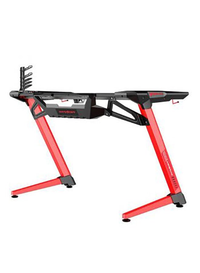 DXRacer Gaming Desk With Z Shaped Legs, Professional Game Work Station, Pc Gamer Table With Stand Cup Holder, Headphone Hook & Large Mouse Pad-Carbon Fiber Surface (Black/Red)