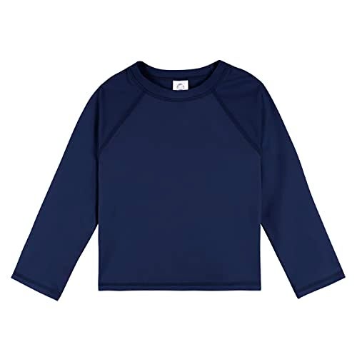 Gerber Unisex Baby Toddler UPF 50 Long Sleeve Rashguard Swim Rash Guard Shirt Navy 18 Months US - Image 1