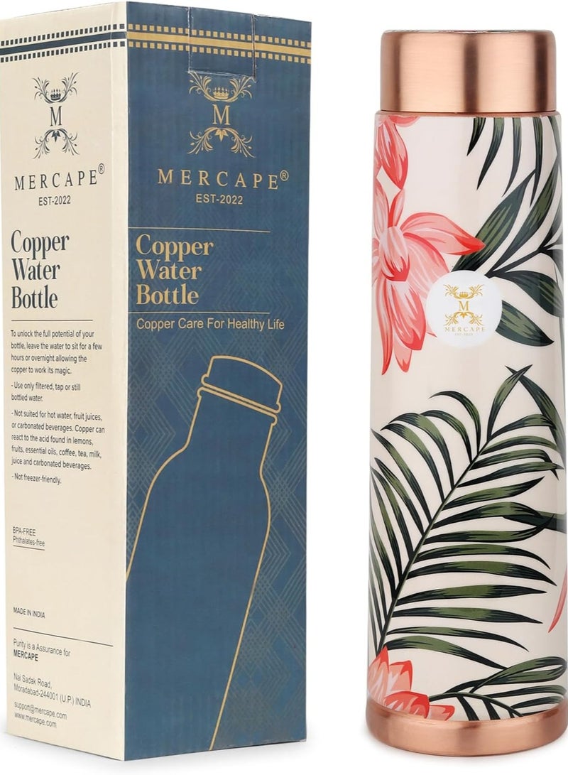 MERCAPE® - Copper Bottles for Water with Leak Proof Lid | 100% Pure Copper Bottle | BPA Free & Non Toxic | Printed Ayurvedic Copper Bottle for Health Benefits - 950 ML - Image 1