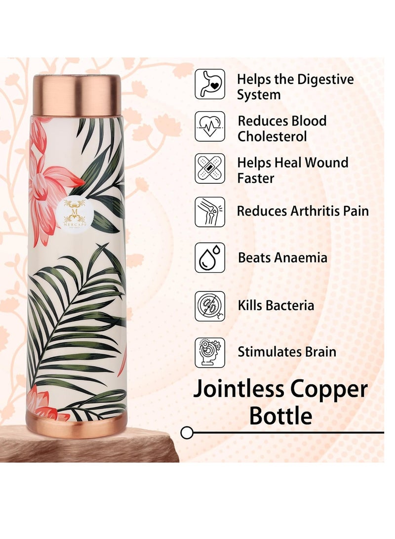 MERCAPE® - Copper Bottles for Water with Leak Proof Lid | 100% Pure Copper Bottle | BPA Free & Non Toxic | Printed Ayurvedic Copper Bottle for Health Benefits - 950 ML - Image 2
