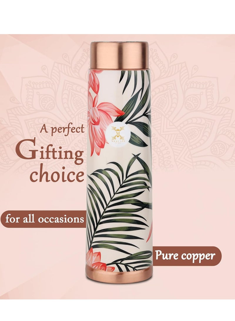 MERCAPE® - Copper Bottles for Water with Leak Proof Lid | 100% Pure Copper Bottle | BPA Free & Non Toxic | Printed Ayurvedic Copper Bottle for Health Benefits - 950 ML - Image 4