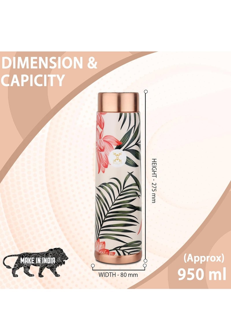 MERCAPE® - Copper Bottles for Water with Leak Proof Lid | 100% Pure Copper Bottle | BPA Free & Non Toxic | Printed Ayurvedic Copper Bottle for Health Benefits - 950 ML - Image 5