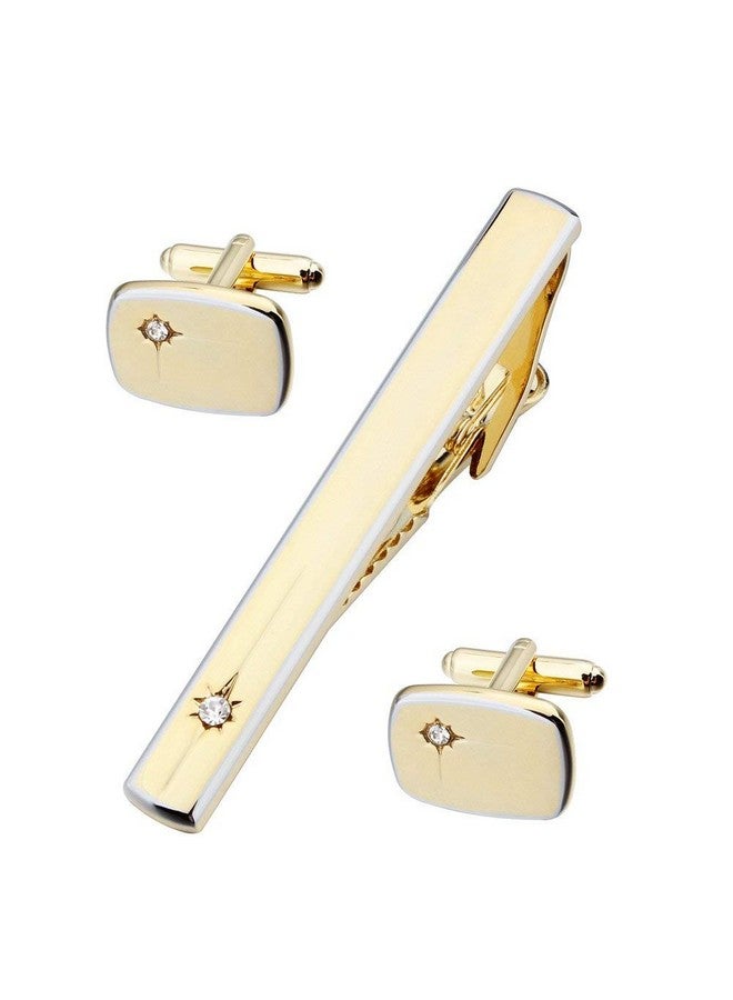 HAWSON Gold Tie Clip For Men 2 Inch 2.5Inc Tie Clip With Set For Men'S Necktie Cufflinks With Tie Clip Set For Men Tie Bar Clip Set Gift Set For Father Brother Husband - Image 1