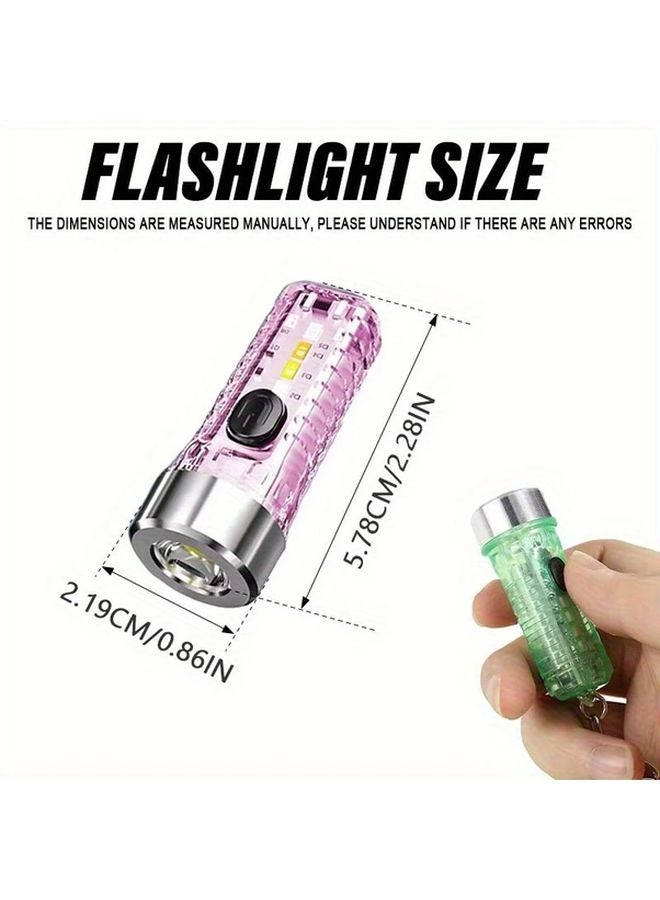 Transparent 1PC Mini Keychain Flashlight USB Rechargeable 8 Mode Bright Handheld Torch - Image 3