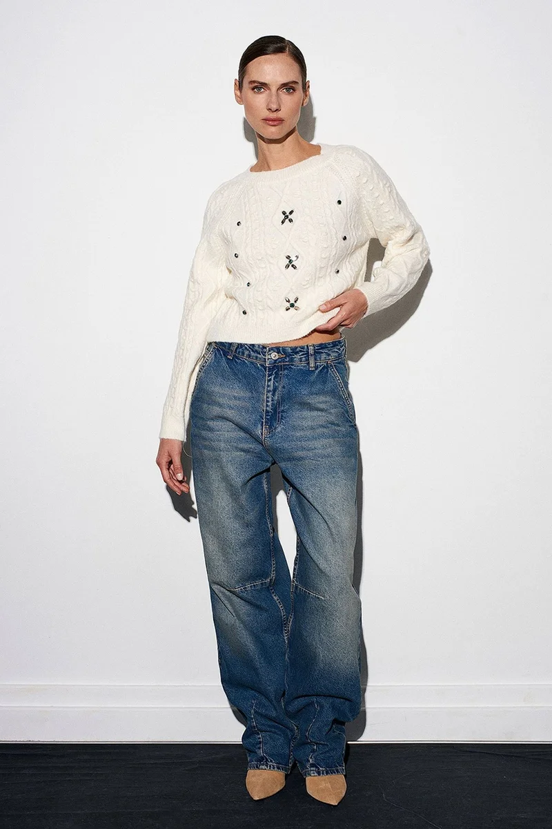 Dilvin Cream Natural DILVIN Women's Knit Sweater for Women | Best Price UAE