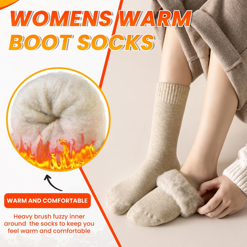 Velice Winter Warm Thermal Socks for Women Extra Thick Insulated Heated Crew Boot Socks for Cold Weather 5 Pairs(Black/Grey/Brown) - Image 3