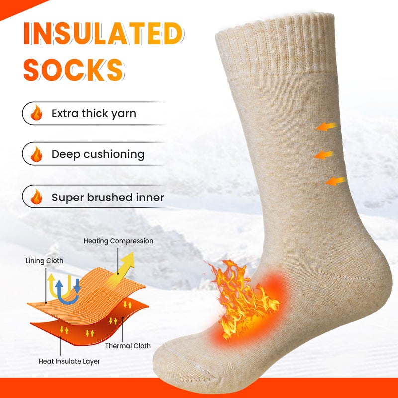 Velice Winter Warm Thermal Socks for Women Extra Thick Insulated Heated Crew Boot Socks for Cold Weather 5 Pairs(Black/Grey/Brown) - Image 5