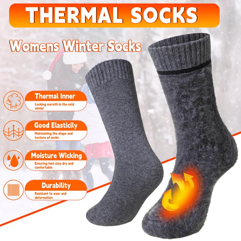 Velice Winter Warm Thermal Socks for Women Extra Thick Insulated Heated Crew Boot Socks for Cold Weather 5 Pairs(Black/Grey/Brown) - Image 4