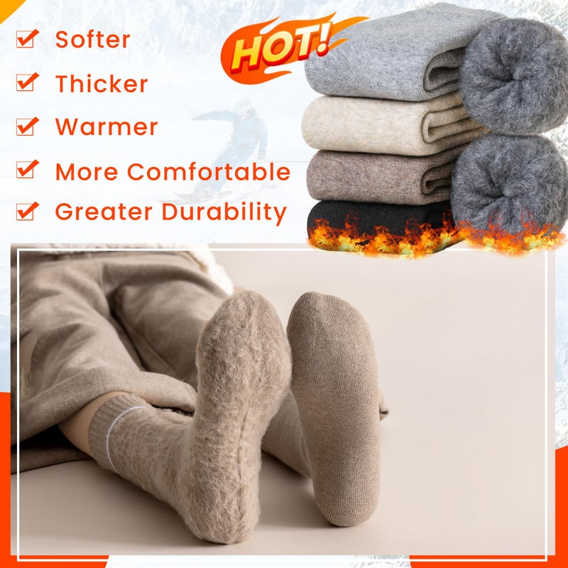 Velice Winter Warm Thermal Socks for Women Extra Thick Insulated Heated Crew Boot Socks for Cold Weather 5 Pairs(Black/Grey/Brown) - Image 2