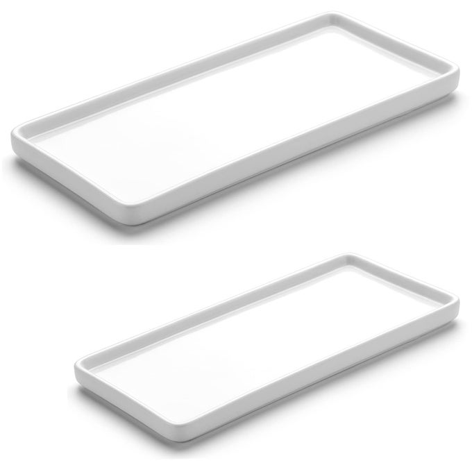 2 PACK 810 BATHROOM TRAYS CERAMIC VANITY TRAYS FOR BATHROOM SMALL CERAMIC TRAY KITCHEN SOAP TRAY FOR KITCHEN COUNTER WHITESET2