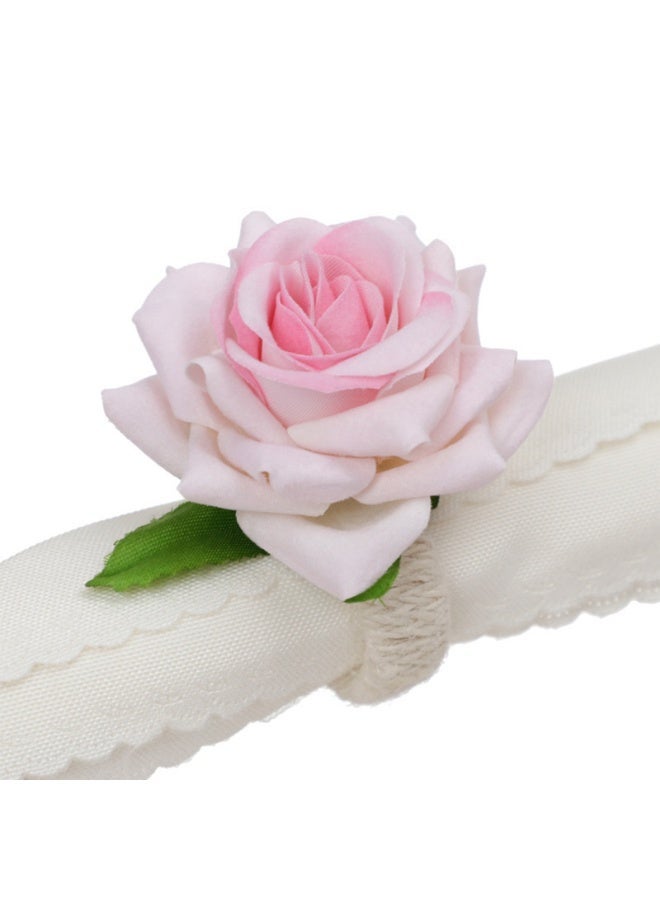 Valentine's Day Rose Napkin Rings Hotel Restaurant Table Decorative Floral Napkin Rings Set of 6 - Image 2