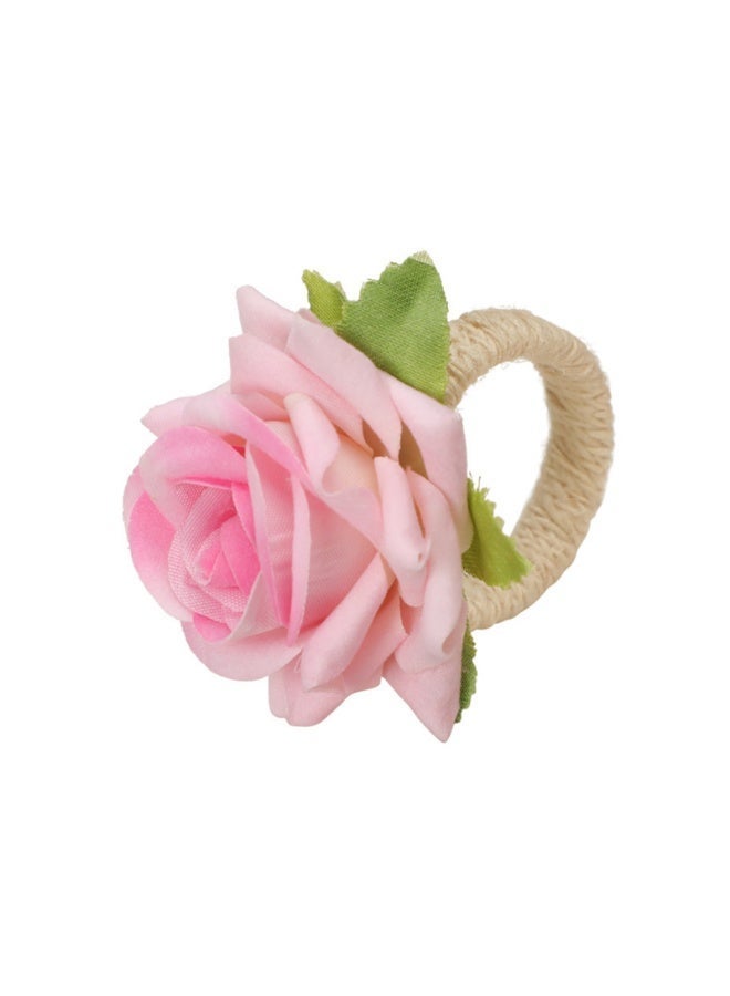 Valentine's Day Rose Napkin Rings Hotel Restaurant Table Decorative Floral Napkin Rings Set of 6 - Image 4