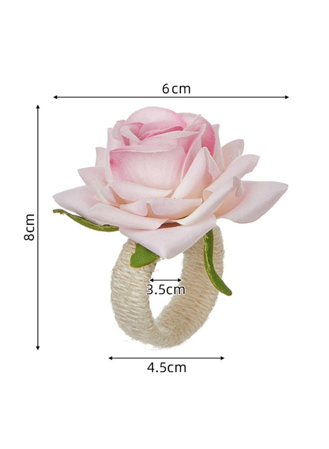Valentine's Day Rose Napkin Rings Hotel Restaurant Table Decorative Floral Napkin Rings Set of 6 - Image 3