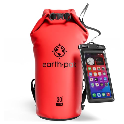 Earth Pak Waterproof Dry Bag - Roll Top Waterproof Backpack Sack Keeps Gear Dry for Kayak with Waterproof Phone Case - Image 1