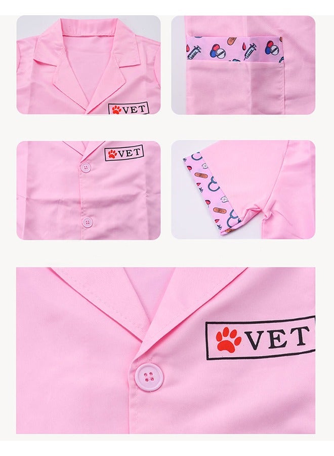3-Pieces Vet Doctor Toy Set Kids Play Nurse Costume Pink - Image 3
