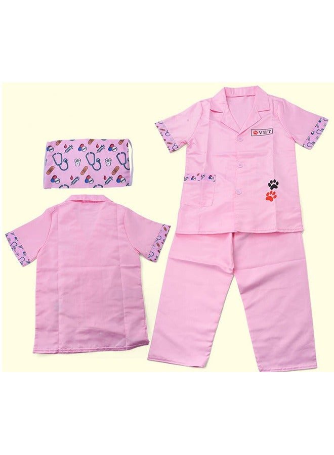 3-Pieces Vet Doctor Toy Set Kids Play Nurse Costume Pink - Image 1